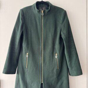 Tahari Women's Zip Up Green Wool Coat, Size 10